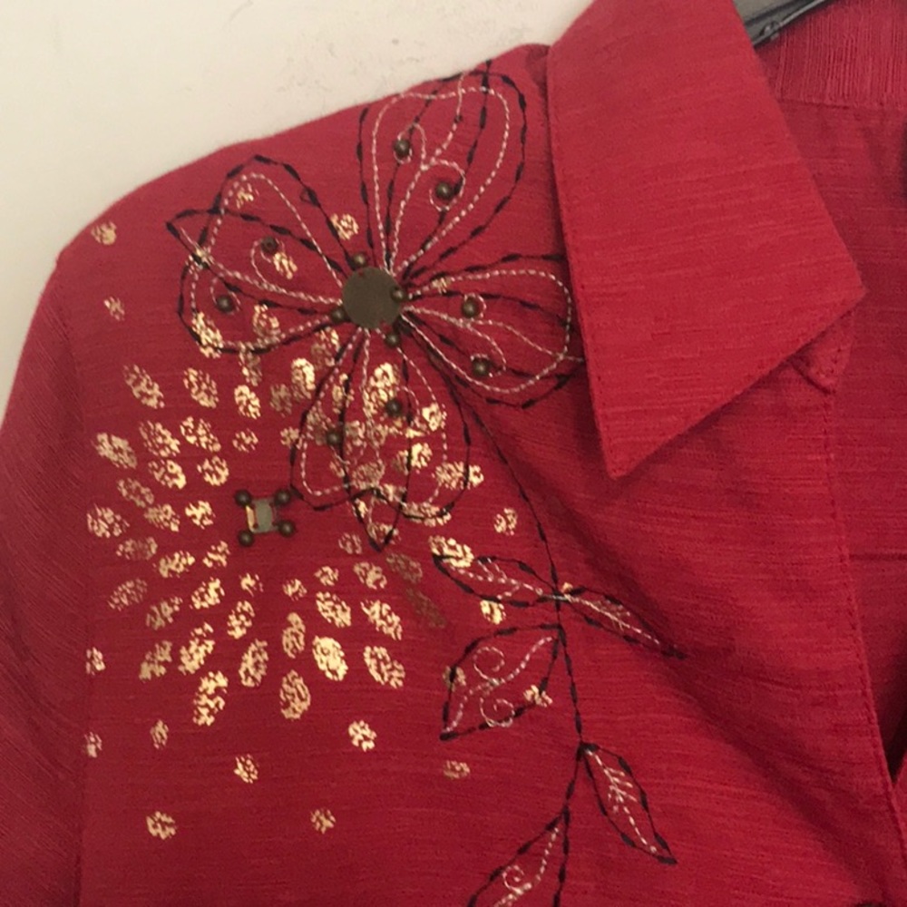 Beautiful Rust Color Jacket Style Blouse. Size 14 - image 4